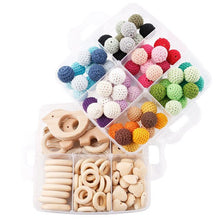 Load image into Gallery viewer, 1Set DIY Crafts Gift Crochet Beads Wooden Beads Birth Gift Handmade Making Necklace Bracelet Wood Pendant Baby Product Blank Toy