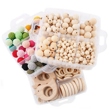 Load image into Gallery viewer, 1Set DIY Crafts Gift Crochet Beads Wooden Beads Birth Gift Handmade Making Necklace Bracelet Wood Pendant Baby Product Blank Toy