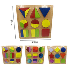 Load image into Gallery viewer, Baby Toys 20cm Montessori Wooden Colorful Geometry Shape Cognition Puzzle Board Toys For Kids Early Learning Education 3D Puzzle
