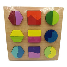 Load image into Gallery viewer, Baby Toys 20cm Montessori Wooden Colorful Geometry Shape Cognition Puzzle Board Toys For Kids Early Learning Education 3D Puzzle
